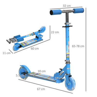 Monopattino Per Bambini HOMCOM 2 Ruote Con Luci E Musica – Altezza Regolabile Blu