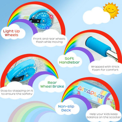 Monopattino Per Bambini HOMCOM 2 Ruote Con Luci E Musica – Altezza Regolabile Blu