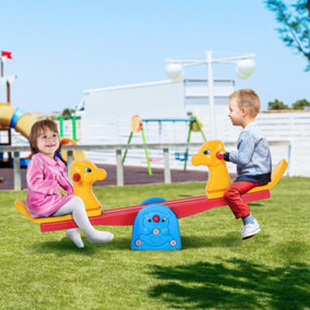 HOMCOM Kids Seesaw Safe Teeter Totter 2 Seats with Easy-Grip Handles Multicolor