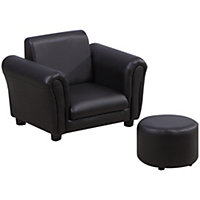 HOMCOM Kids Sofa Chair Set Armchair Seating Seat Bedroom Playroom Stool Black