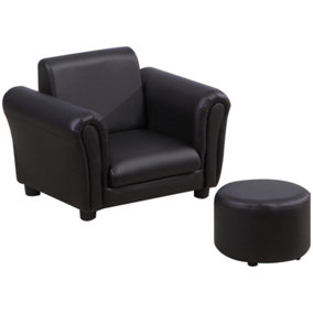 HOMCOM Kids Sofa Chair Set Armchair Seating Seat Bedroom Playroom Stool Black