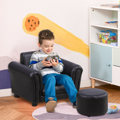 HOMCOM Kids Sofa Chair Set Armchair Seating Seat Bedroom Playroom Stool ...