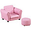 HOMCOM Kids Sofa Set Chair Armchair Seat Free Footstool Bedroom Couch