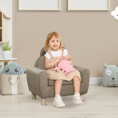 HOMCOM Kids Sofa Toddler Chair Children Armchair Ear Modeling for Bedroom Brown