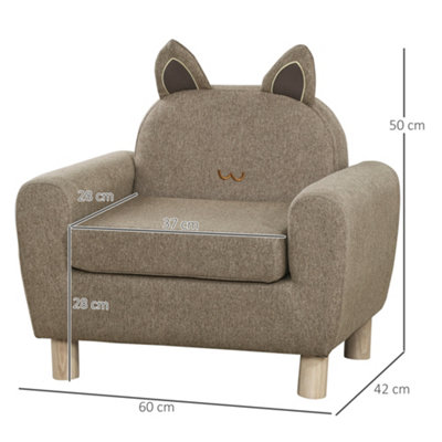 HOMCOM Kids Sofa Toddler Chair Children Armchair Ear Modeling for Bedroom Brown