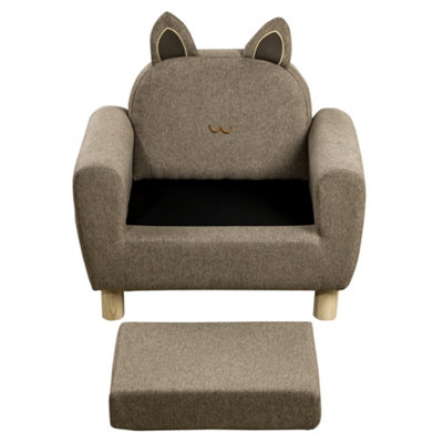 HOMCOM Kids Sofa Toddler Chair Children Armchair Ear Modeling for Bedroom Brown