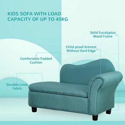 HOMCOM Kids Sofa Toddler Chair with Storage Compartment Eucalyptus Wood Blue DIY at B Q