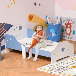HOMCOM Kids Star & Balloon Single Bed Frame Blue Cot bed