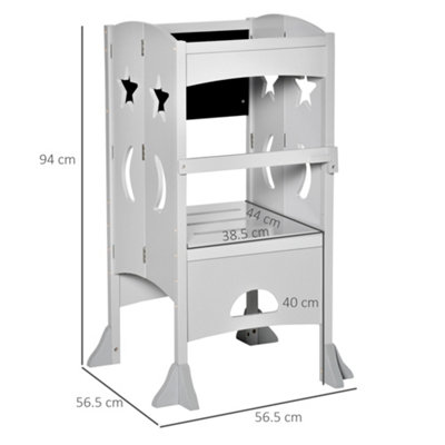 HOMCOM Kids Step Stool Toddler Kitchen Stool with Blackboard Lockable ...