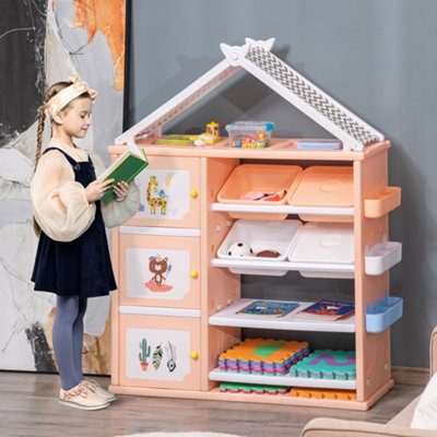 Wood toy shop storage unit