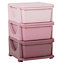 HOMCOM Kids Storage Units with 3 Drawers 3 Tier Chest Toy Organizer Pink