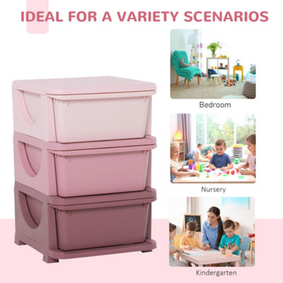 HOMCOM Kids Storage Units with 3 Drawers 3 Tier Chest Toy