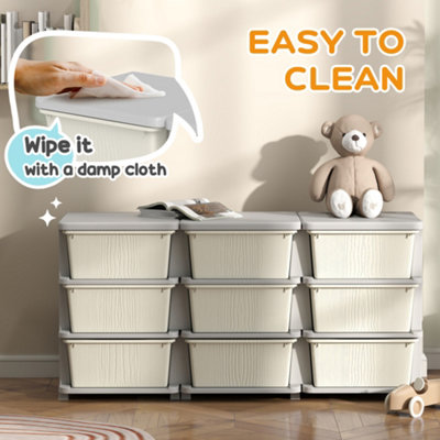 HOMCOM Kids Storage Units with Drawers 3 Tier Chest Dresser Tower Cream