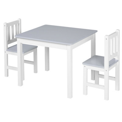 HOMCOM Kids Table and 2 Chairs Set 3 Pieces Toddler Multi-usage Desk Indoor Grey