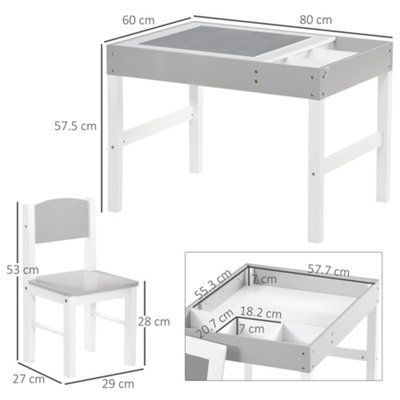 HOMCOM kids Table and Chair Set 2 in 1 Activity Play Table for Bricks w/Storage