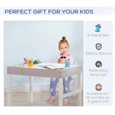 HOMCOM kids Table and Chair Set 2 in 1 Activity Play Table for Bricks w/Storage