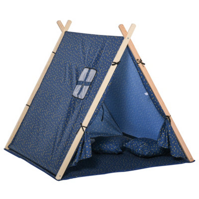 HOMCOM Kids Teepee Play Tent Foldable Playhouse Toy w/ Mat Pillow Carry Bag