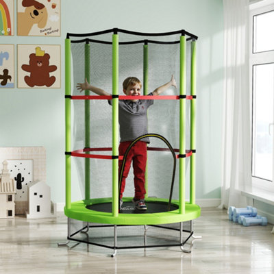 HOMCOM Kids Trampoline Mini Bouncer w/ Enclosure Net for 3-6 Years Green
