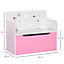 HOMCOM Kids Wooden Toy Box Children Storage Chest Bench Pink