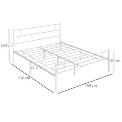 HOMCOM King Metal Bed Frame w/ Headboard and Footboard, Underbed Storage Space