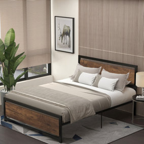 HOMCOM King Size Metal Bed Frame w/ Headboard & Footboard, 160x208x103cm