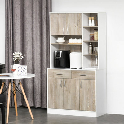 HOMCOM Kitchen Buffet w/ Hutch Multi Storage Cupboard Cabinet Server ...
