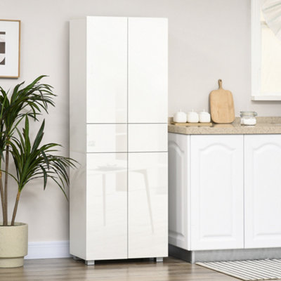HOMCOM Kitchen Cupboard Storage Cabinet Push Open Doors and Drawers, White