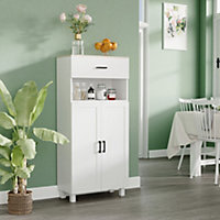 HOMCOM Kitchen Cupboard Storage Cabinet with Drawer, Countertop, White