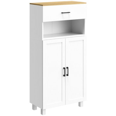 HOMCOM Kitchen Cupboard Storage Cabinet with Drawer, Countertop, White