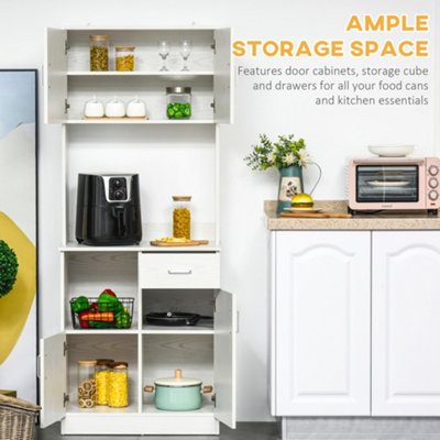 HOMCOM Kitchen Cupboard with Hutch Pantry Storage Cabinet Hutch Microwave Shelf