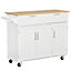 HOMCOM Kitchen Island Utility Cart, with 2 Storage Drawers Dining Room White