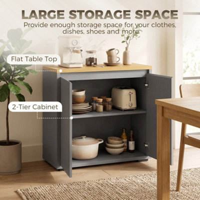 HOMCOM Kitchen Sideboard, Storage Cabinet with Double Doors, Grey