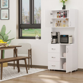 HOMCOM Kitchen Storage Cabinet Wooden Cupboard Organizer Home Furniture, White