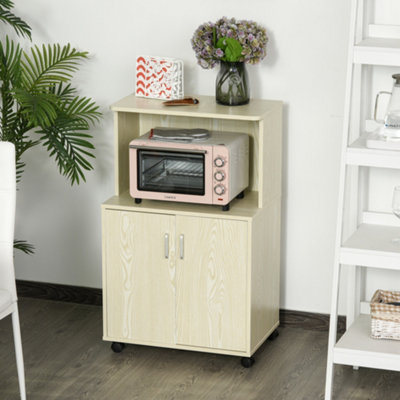 Oak microwave store cart