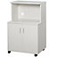 HOMCOM Kitchen Storage Unit Microwave Cart Trolley w/ Cabinet Wheels Shelf White