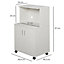 HOMCOM Kitchen Storage Unit Microwave Cart Trolley w/ Cabinet Wheels Shelf White