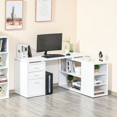 White desk store no drawers