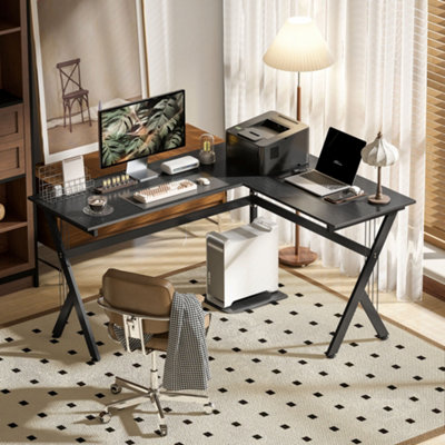 HOMCOM L-Shaped Corner Computer Desk Laptop Workstation PC Table Home ...