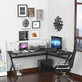 HOMCOM L-Shaped Corner Computer Desk Laptop Workstation PC Table Home Office