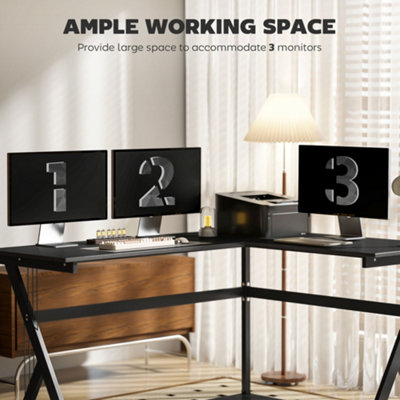 Shop HOMCOM L-Shaped Corner Computer Desk Laptop Workstation PC Table ...