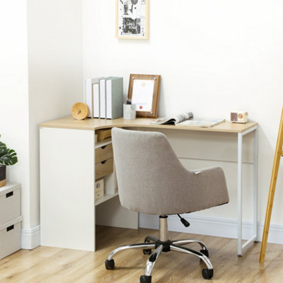 Light wood deals desk with storage