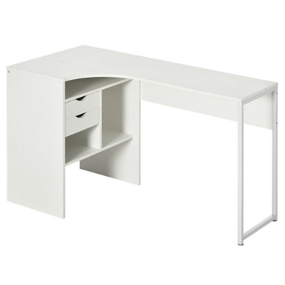 White and black l shaped deals desk