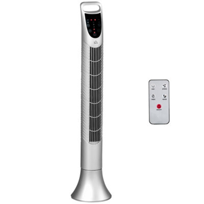 HOMCOM LED 36 Inch Tower Fan 70 degree Oscillation 3 Speed Remote Controller, Silver