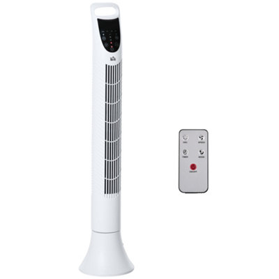 HOMCOM LED 36 Inch Tower Fan 70 degree Oscillation 3 Speed Remote Controller, White