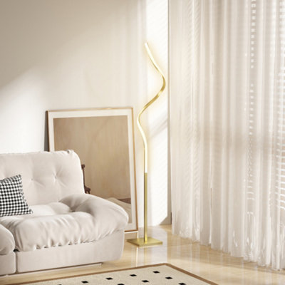HOMCOM LED Floor Lamp, Standing Lamp with3 Adjustable Brightness Gold Tone