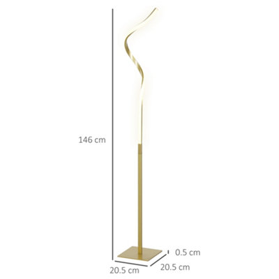 HOMCOM LED Floor Lamp, Standing Lamp with3 Adjustable Brightness Gold Tone
