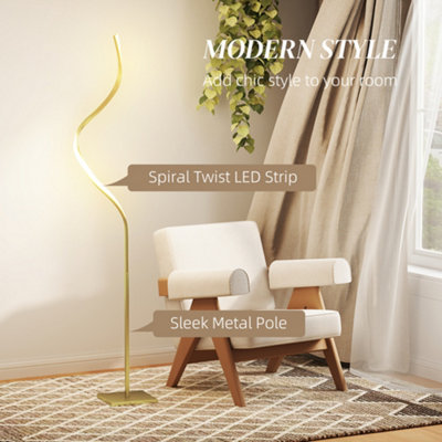 HOMCOM LED Floor Lamp, Standing Lamp with3 Adjustable Brightness Gold Tone