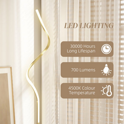 HOMCOM LED Floor Lamp, Standing Lamp with3 Adjustable Brightness Gold Tone