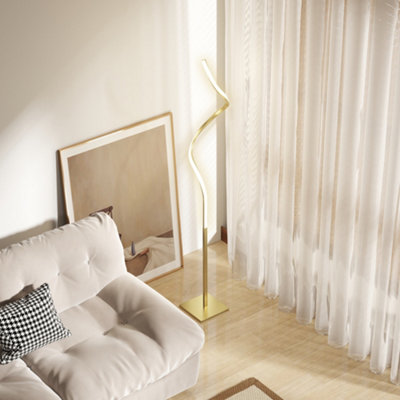HOMCOM LED Floor Lamp, Standing Lamp with3 Adjustable Brightness Gold Tone