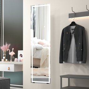HOMCOM LED Lighted Full Length Mirror Dimmable Full Size Body Mirror for Bedroom, White